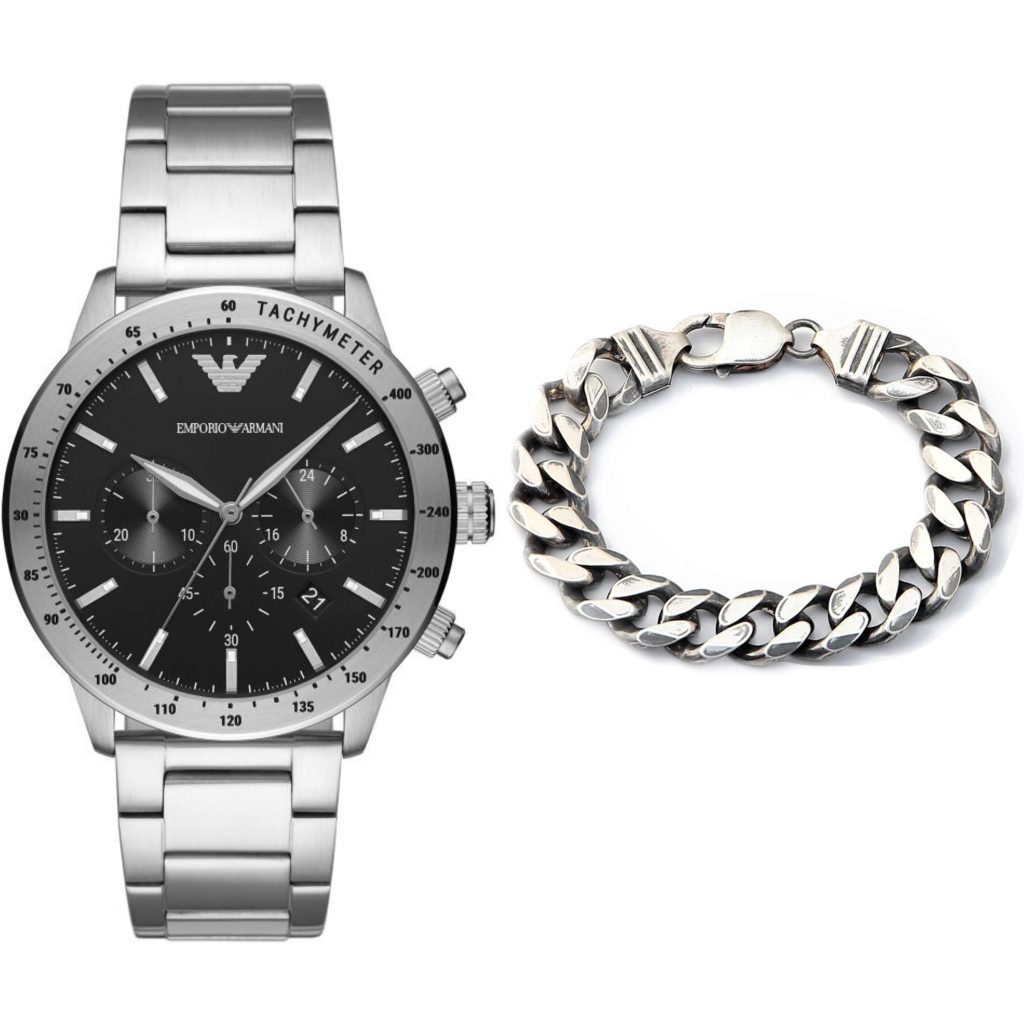 סט שעון AR11241 + צמיד גורמט לגבר