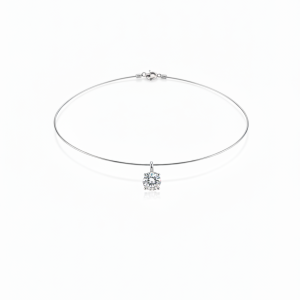 שרשרת קולר קשיחה אובל עם מוסונייט – 3 קראט