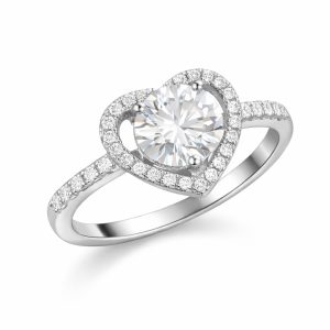 טבעת לב משובצת - מוסונייט